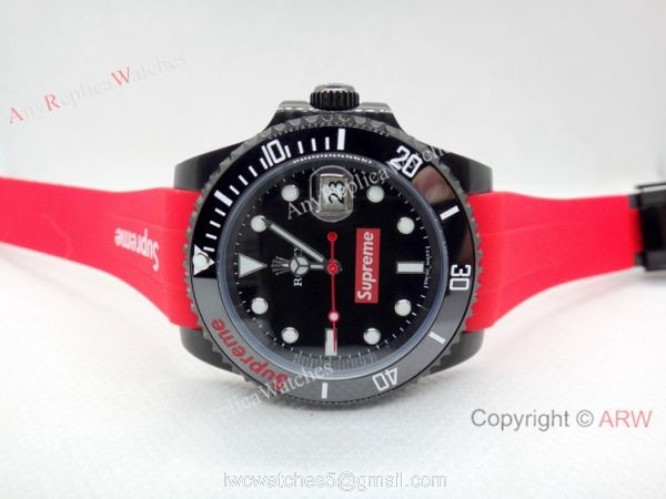 Rolex Supreme limited edition Red Rubber Strap Copy Watch 40mm 5