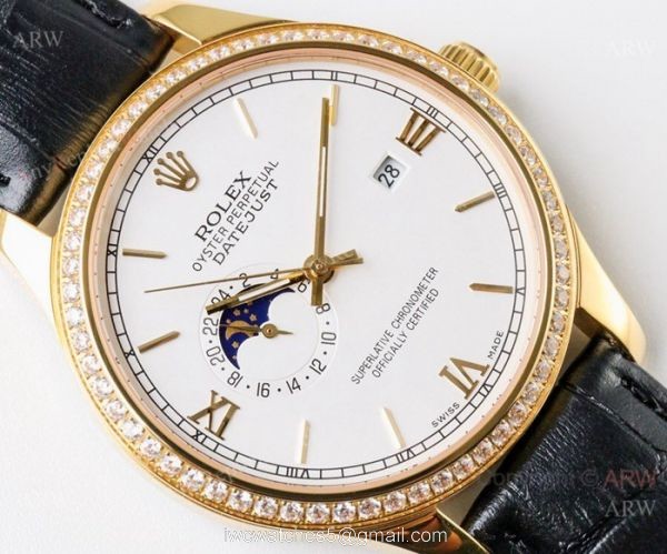 New Copy Rolex Datejust Moonphase Gold Watch Swiss 8217 Movement 5