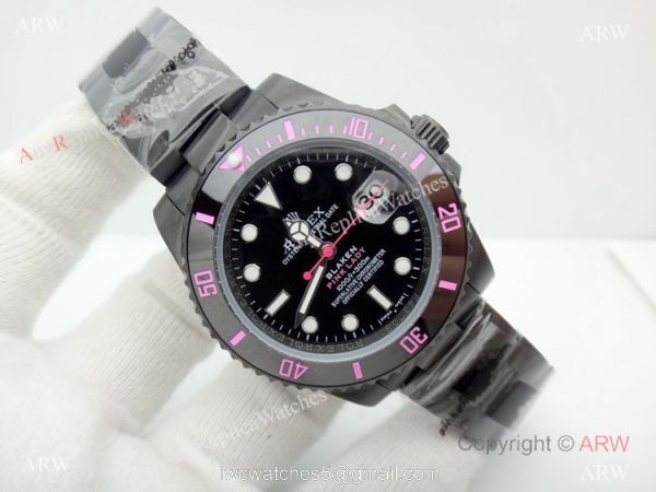 Pink Rolex Submariner PINK LADY Black Ceramic Watch / Rolex Blaken Replica 5