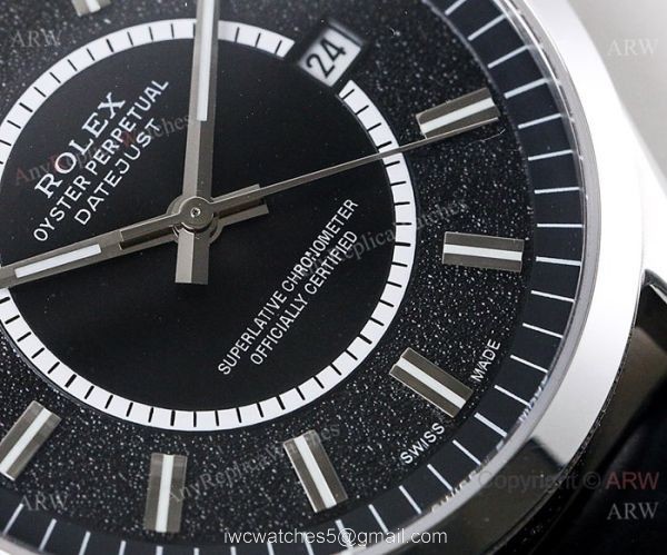 Grade A Replica Rolex Datejust Swiss 8215 Watch SS Black Dial 40mm 5