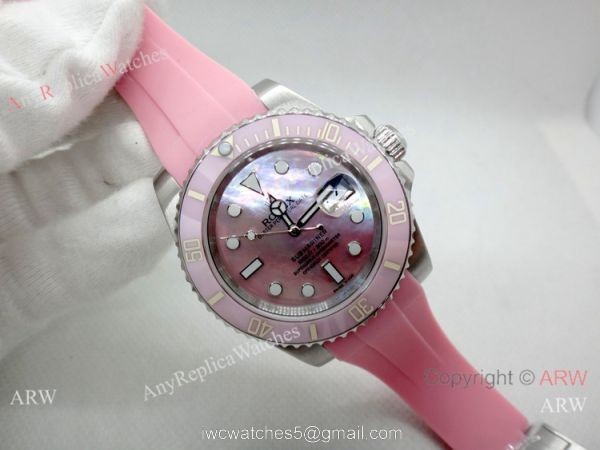 High Quality Pink Rolex Submariner Replica Watch 40mm Pink MOP dial 5