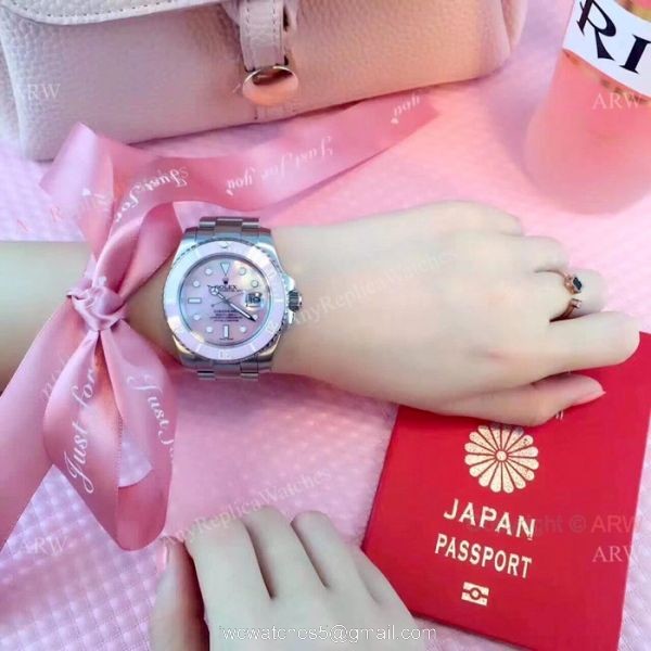 Replica Pink Rolex Submariner Stainless Steel Pink MOP dial Watch 5