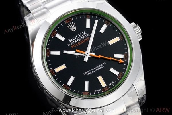 EX Factory Rolex Milgauss Swiss Eta 2836 Watch Stainless Steel Black Dial 5