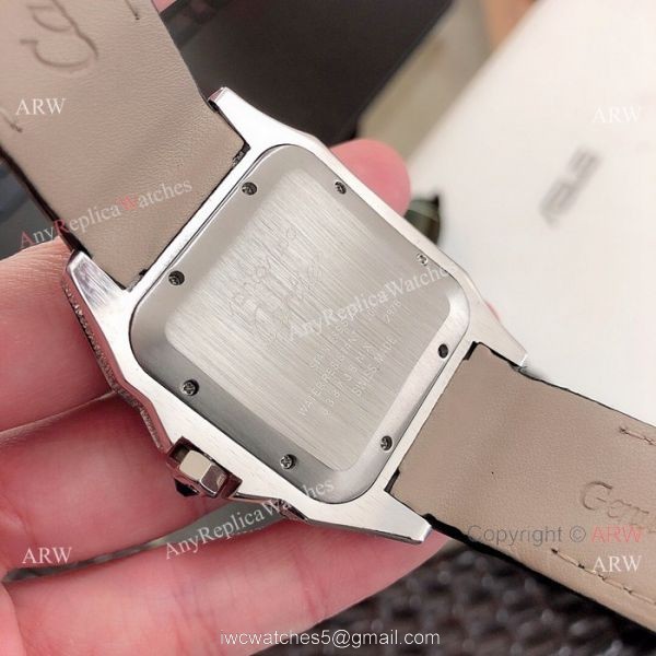 Cartier Santos 100 Diamond Replica Watch SS Full Diamond 5