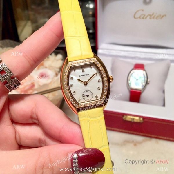 New Style Cartier Ladies Watch Gold Case White MOP Dial 5