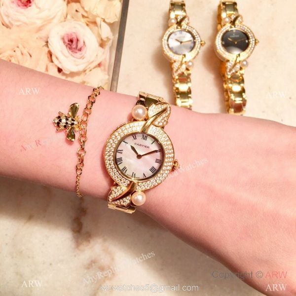 Swiss Quality Cartier Sapphire glass Yellow Gold Watch 33mm 5