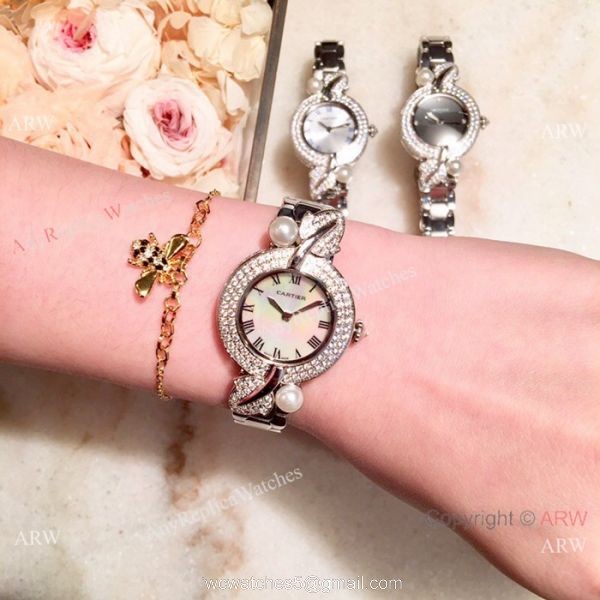 Copy Cartier Women Watch Stainless Steel Sapphire glass Swiss Quality 5