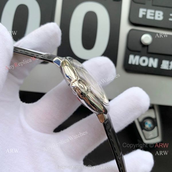 Ballon Bleu de Cartier Moonphase Copy Watch Black Leather Strap 5
