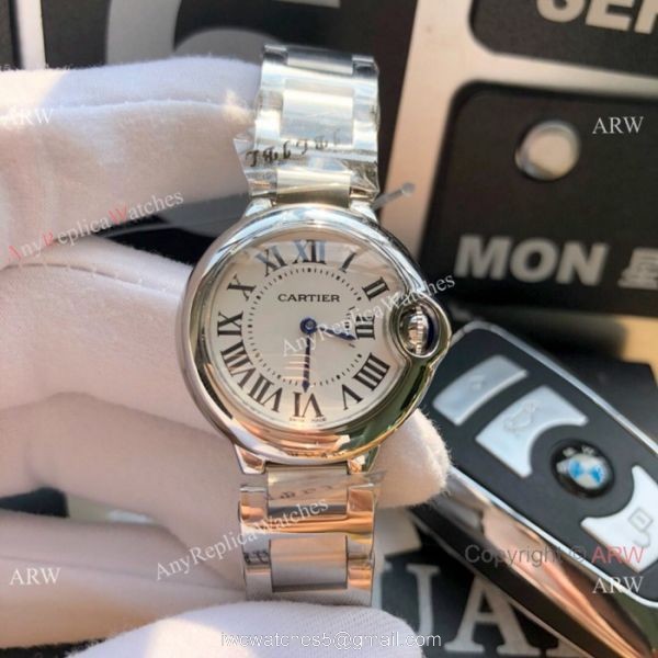 Cartier Watch Replica Ballon Bleu 28mm Stainless Steel White MOP Face 5