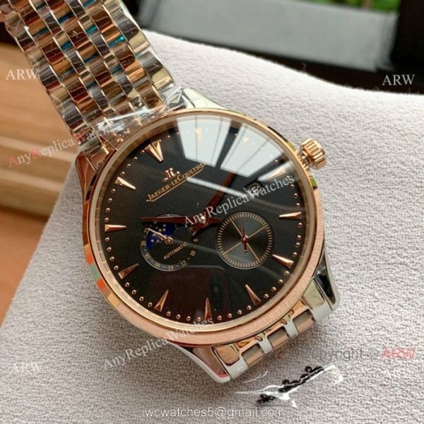 New Copy Jaeger leCoultre Moonphase Watch Two Tone Rose Gold Watch Band 5