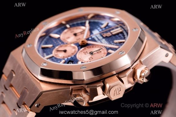 BF Factory Audemars Piguet Royal Oak Blue Dial Rose Gold Replica Watch 5