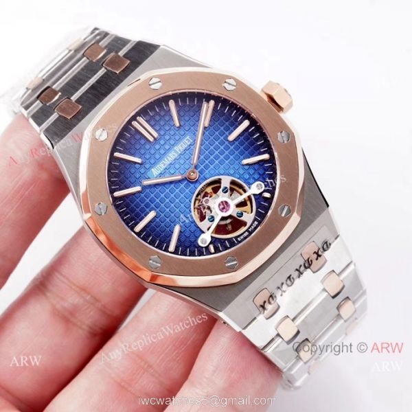 Copy Audemars Piguet Royal Oak Tourbillon Swiss 2924 Watches 2-Tone Rose Gold 5