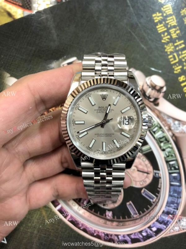 (EW) Swiss Fake Rolex Datejust II Silver Dial Jubilee Watches Eta 3255 Movement 5