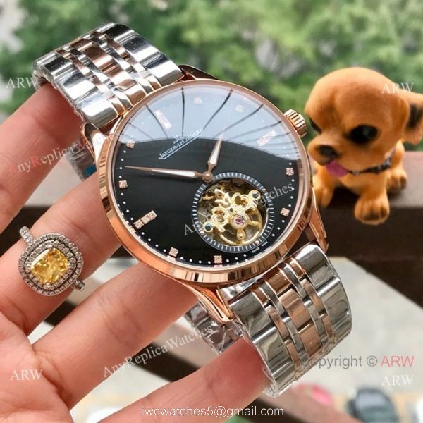 Copy Jaeger LeCoultre Master Tourbillon Watches Two Tone Rose Gold 5