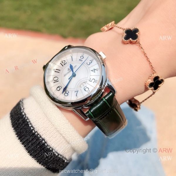 Copy Jaeger-LeCoultre Rendez Vous 33 Watch Green leather Strap 5