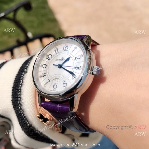 Low Price Jaeger-LeCoultre Rendez Vous Lady Watch SS Purple Leather Strap 5