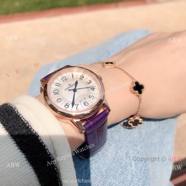 New Copy Jaeger-LeCoultre Rendez Vous 33mm Watch Rose Gold Purple Band 5