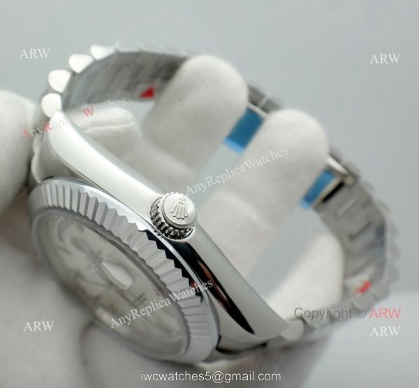 New Rolex Day Date President Replica Stainless Steel White Dial Watch 40mm 5
