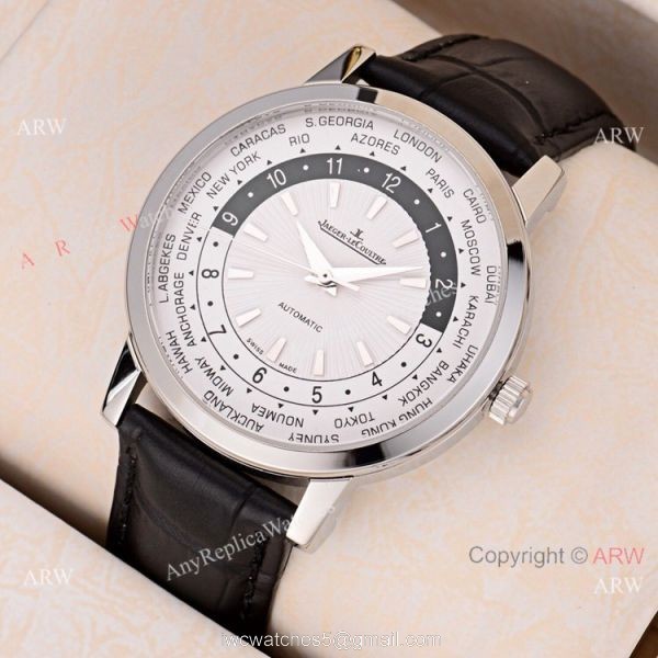 2019 Copy Jaeger LeCoultre Master White Dial Black Leather Strap Watch 5
