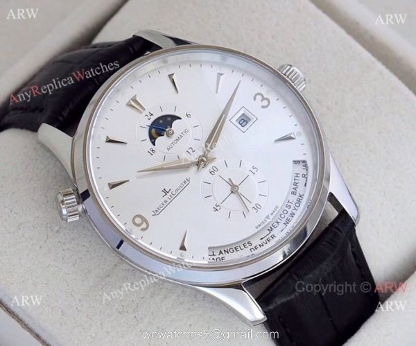 Jaeger-LeCoultre JLC Moonphase Man Stainless Steel Black Dial Watch 5
