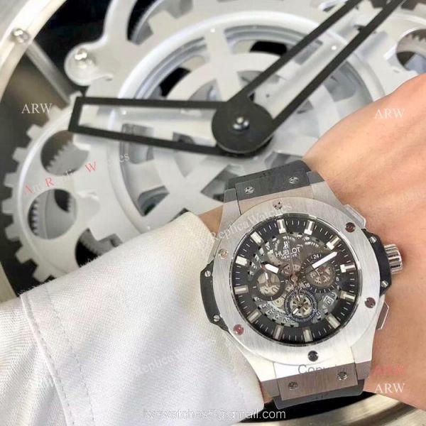 Fake Hublot Big Bang Chronograph Men Watch SS Black Rubber Band 5
