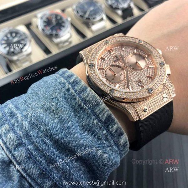Classic Fusion Hublot Knock off Watch Rose Gold Iced Out watch 5