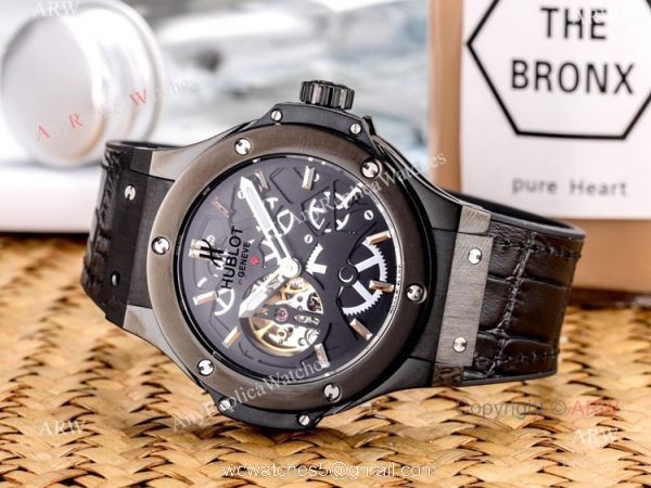 Fake Hublot Classic Fusion Rose Gold Skeleton Wristwatch 45mm 5