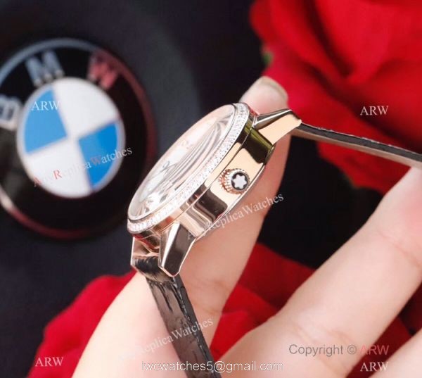 Mont Blanc Knock Off Boheme Date Rose Gold White Watch Ladies size 5