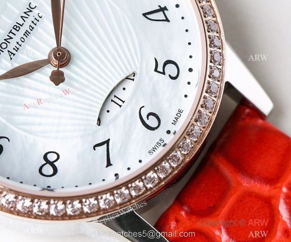 Swiss Fake Montblanc Boheme Date 33mm Watch Rose Gold Bezel MOP Dial 5
