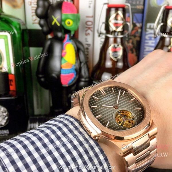Best Replica Patek Philippe Tourbillon Watches 40mm Rose Gold and White 5