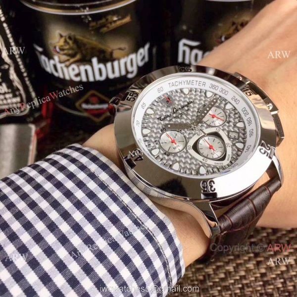 New Copy Lamborghini Herrenuhr Chronograph watch SS Black Dial 5