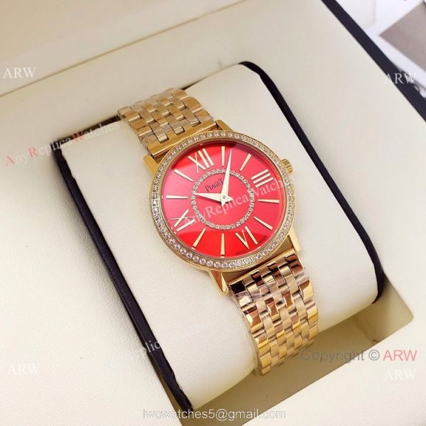 Best Copy Piaget Ladies Quartz Watches Stainless Steel Black Face 36mm 5