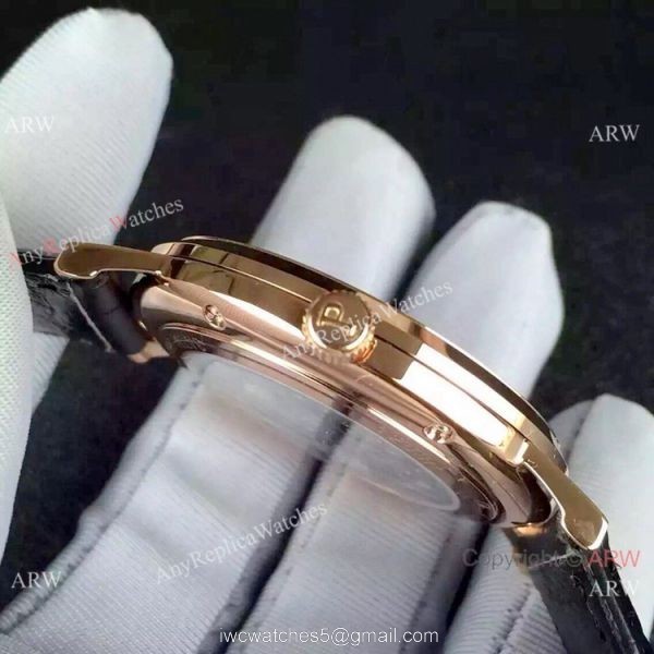 1 1 Swiss Replica Piaget Altiplano 9015 Rose Gold Black Dial Watch 5