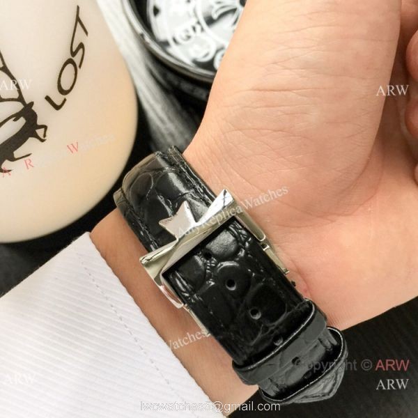 Best Copy Vacheron Constantin Chronograph Watch Silver Dial Black Leather strap 5