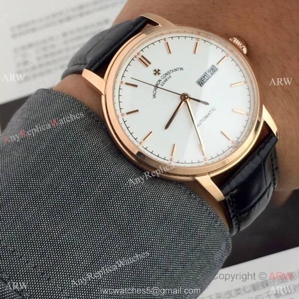Replica Vacheron Constantin Geneve Day-Date watches Black Dial 39mm 5