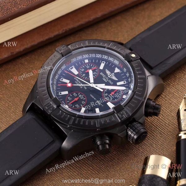 Japan Grade Copy Breitling Avenger Seawolf Chronograph Watches Black Rubber Strap 5