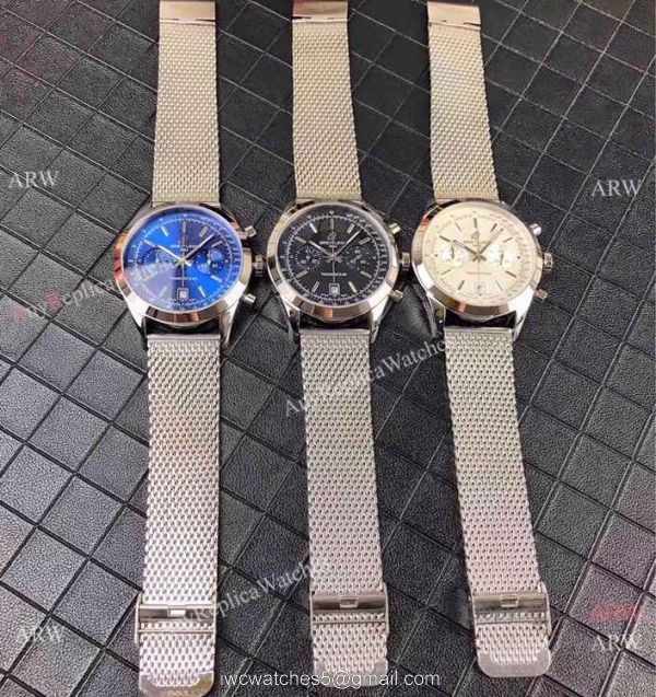 Clone Breitling Transocean Chronograph Watch Stainless Steel White Face 45mm 5
