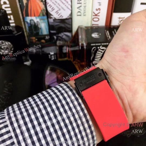 Replica Hublot Techframe Ferrari Tourbillon Watch Red Rubber Strap 43mm 5