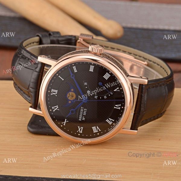 Breguet Classique Moon phase Replica Watch 2-Tone Rose Gold White Dial 5