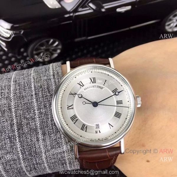 Copy Breguet Classique Date 42mm Men Watch Yellow Gold Silver Dial 5