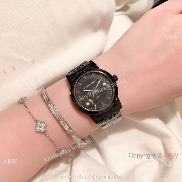 Solid Black Burberry Replica Watch 32mm Quartz Movement 5