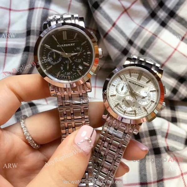 Replica Burberry Chronograph Two Tone Rose Gold Watch Swiss Quality 5