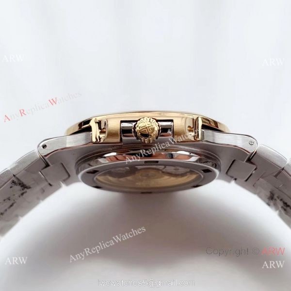 Highest Quality Copy Patek Philippe Nautilus Two Tone Black Watch Swiss Grade 1 5