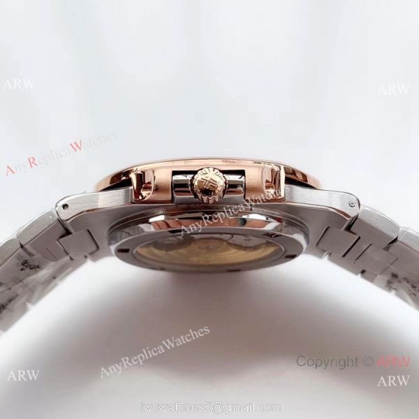 Swiss Grade One Copy Patek Philippe Nautilus watch 2-Tone Rose Gold Blue Dial 5
