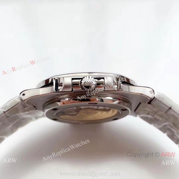 Super Replica Patek Philippe Nautilus Stainless steel White Face Watch Swiss Copy 5