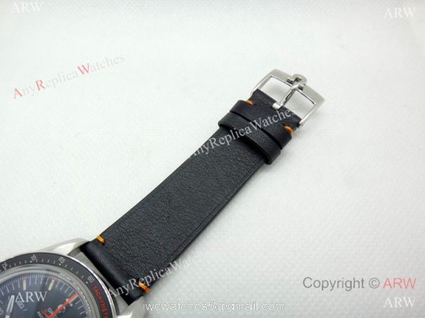 (OM)Swiss Replica Omega Speedmaster Moon SS Black Bezel Watch 5