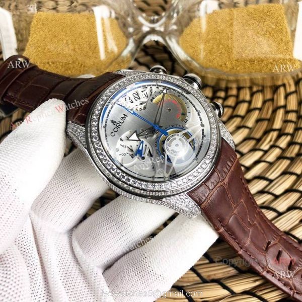 Bubble Chronograph Corum Watch Diamond Case Black Dial 5
