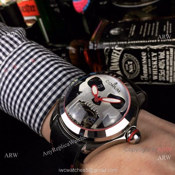 Corum Bubble Skull Tourbillon SS Blue Dial Watch Best Replica 5
