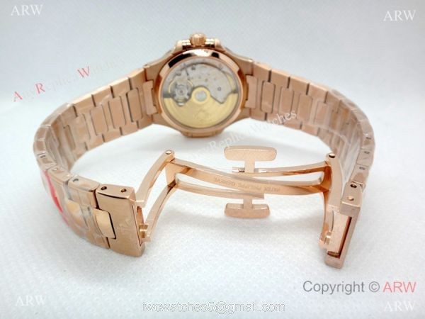 (PPF)Swiss Grade Patek Philippe 7118 Nautilus Rose Gold Diamond Watch Ladies 5