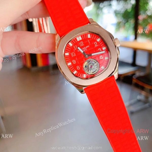 Copy Patek Philippe Tourbillon Black Rubber Strap Watches Women Size 5